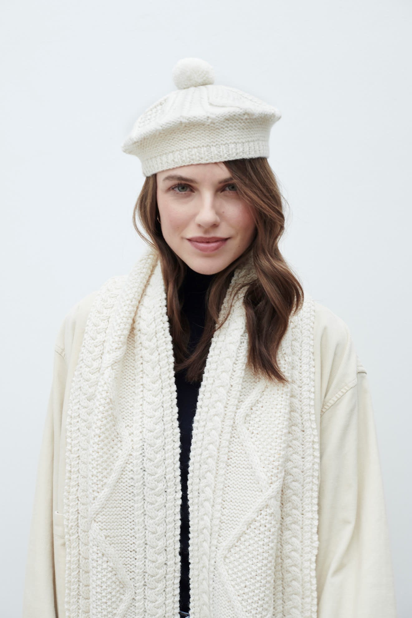 Aran Woollen Mills Winter White Ladies Wool Beret