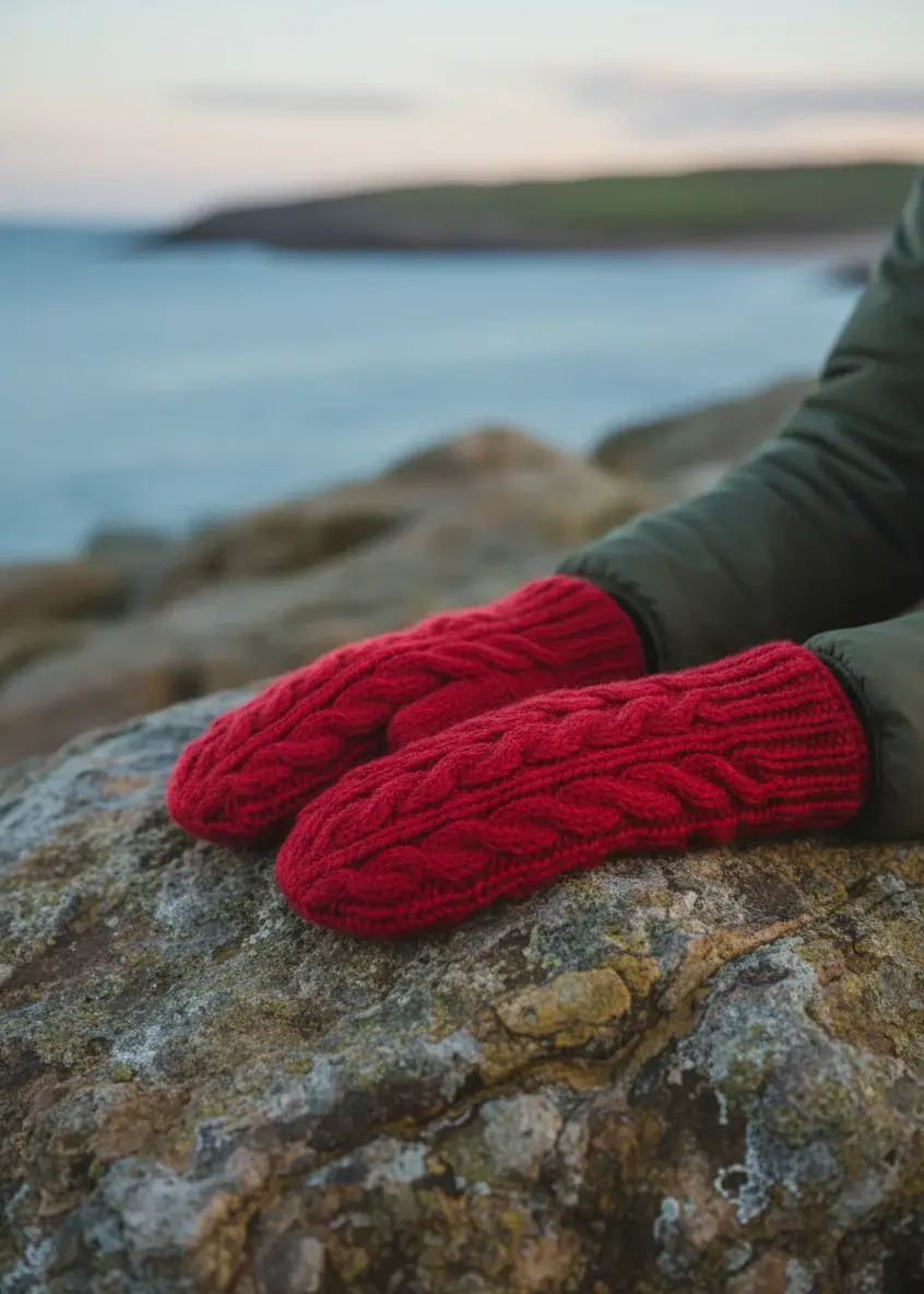 Erin Knitwear Aran Cable Knit Mittens