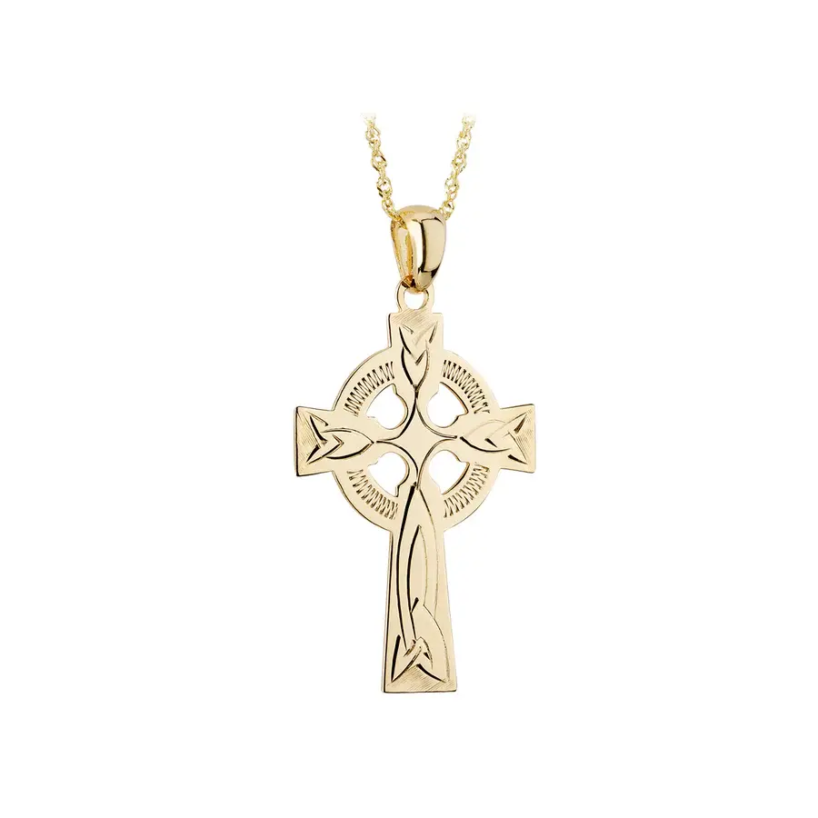 Solvar 9K Gold Trinity Engraved Cross