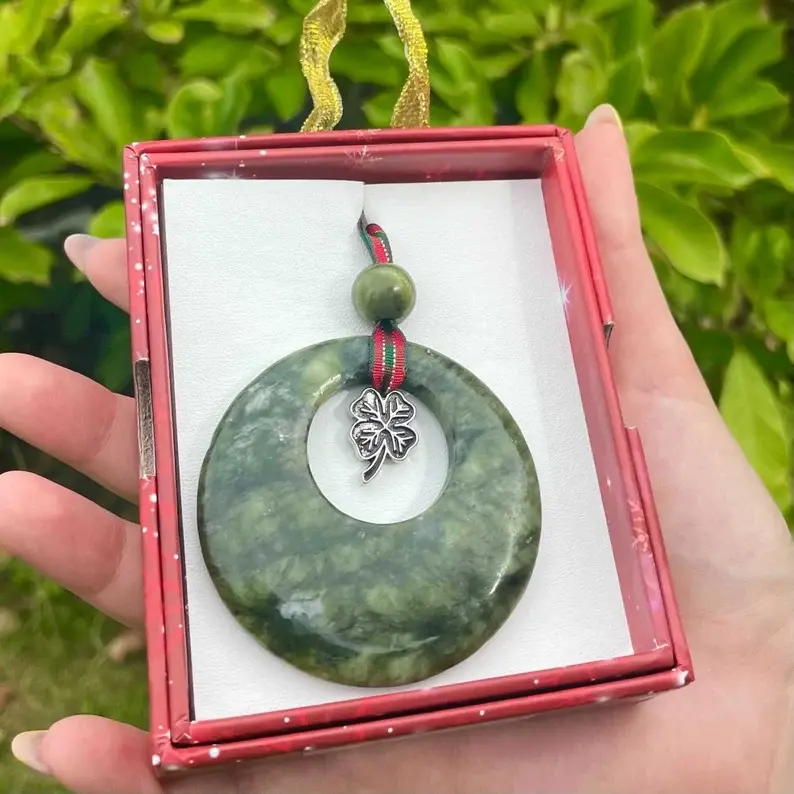 Connemara Marble Ornament with Shamrock Charm