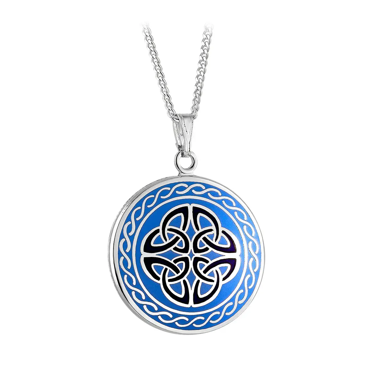 Solvar Blue Enamel 4 Trinity Necklace