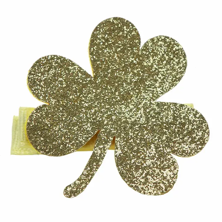 Sparkle Sisters Glitter Shamrock Clip - Gold