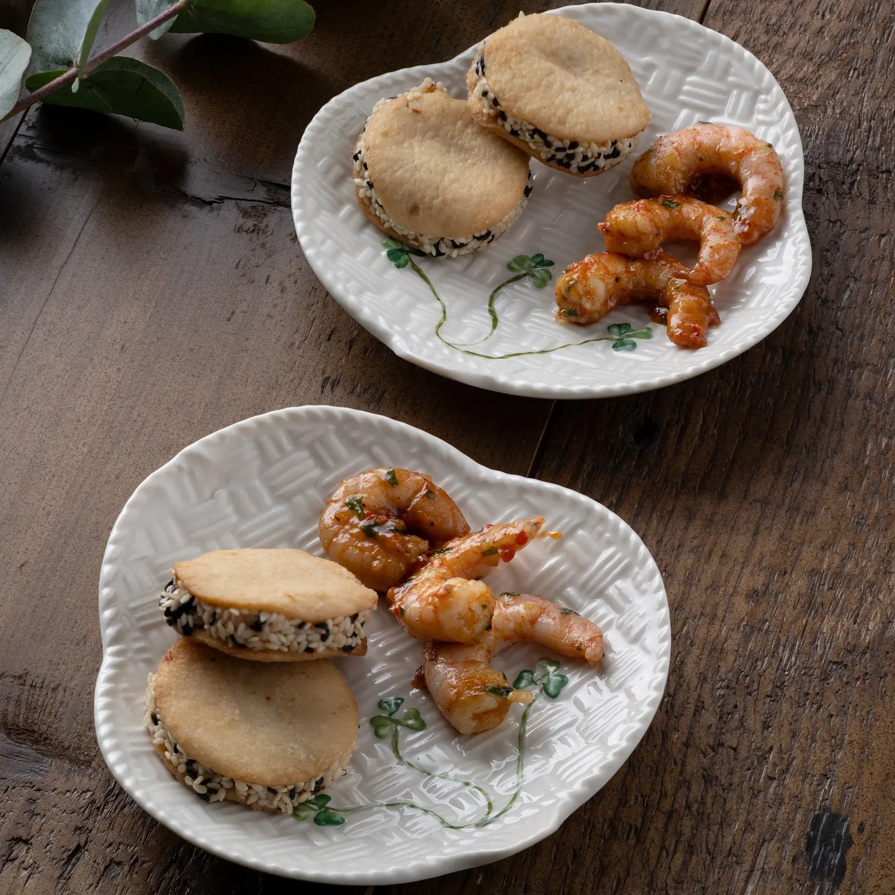 Belleek Shamrock Canape Plate (Set of 2)