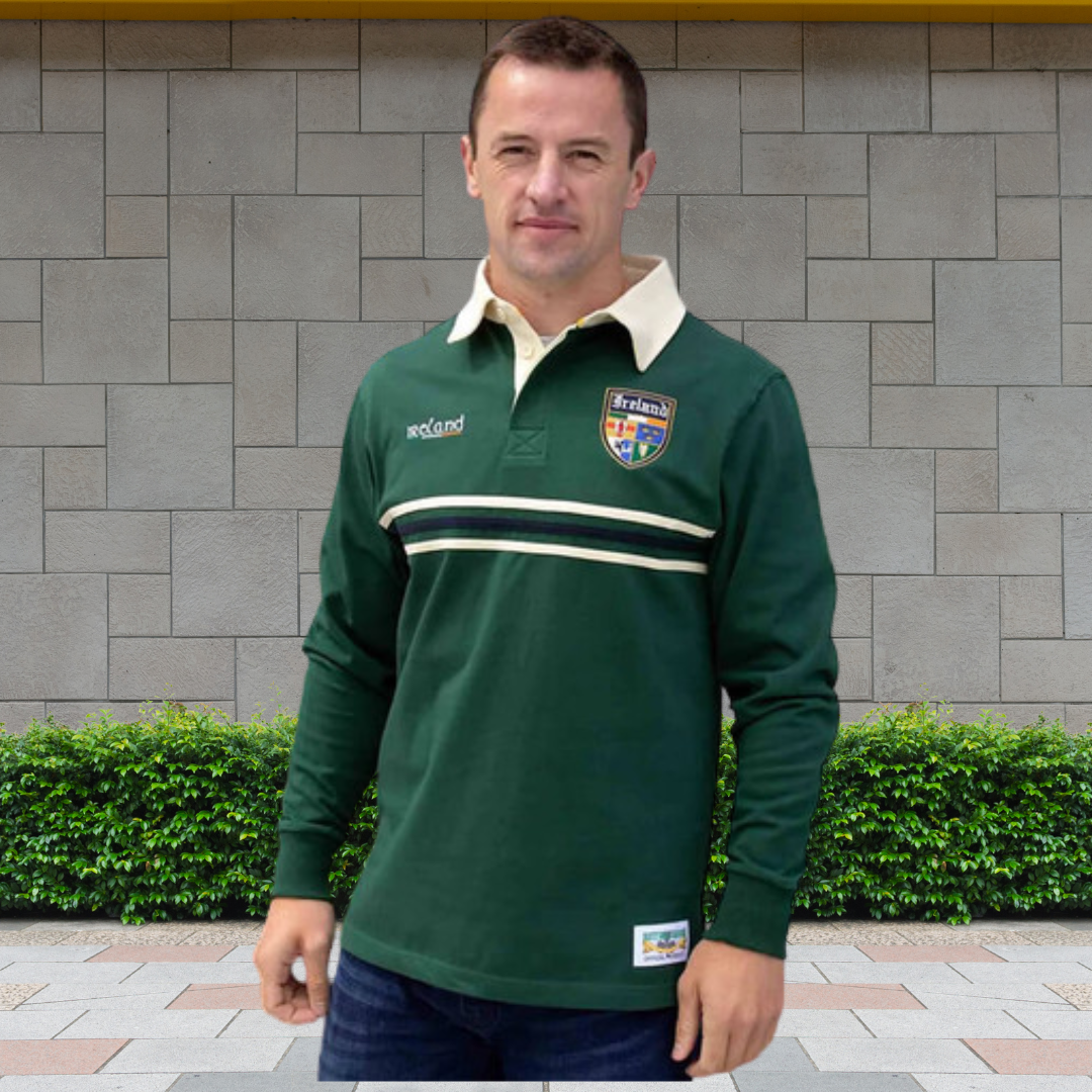 Retro Irish Long-sleeve Ireland Rugby Shirt - Dark Green