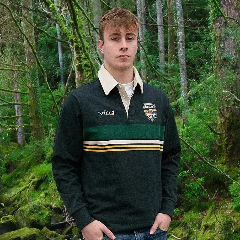 Retro Irish Long-sleeve Ireland Rugby Shirt - Dark Green