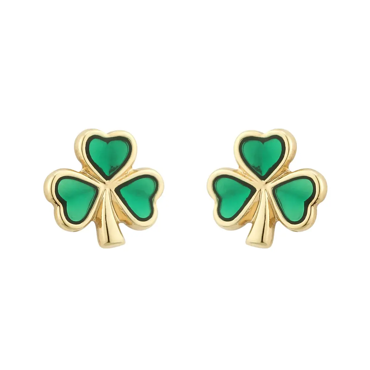 Solvar Enamel Shamrock Stud Earrings (Gold Plated)