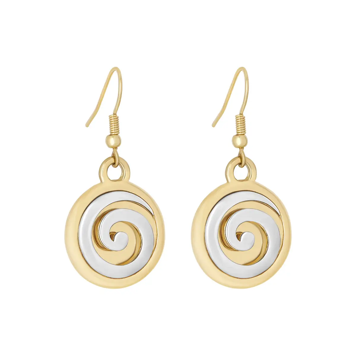 Solvar Two Tone Plated Spiral Earrings