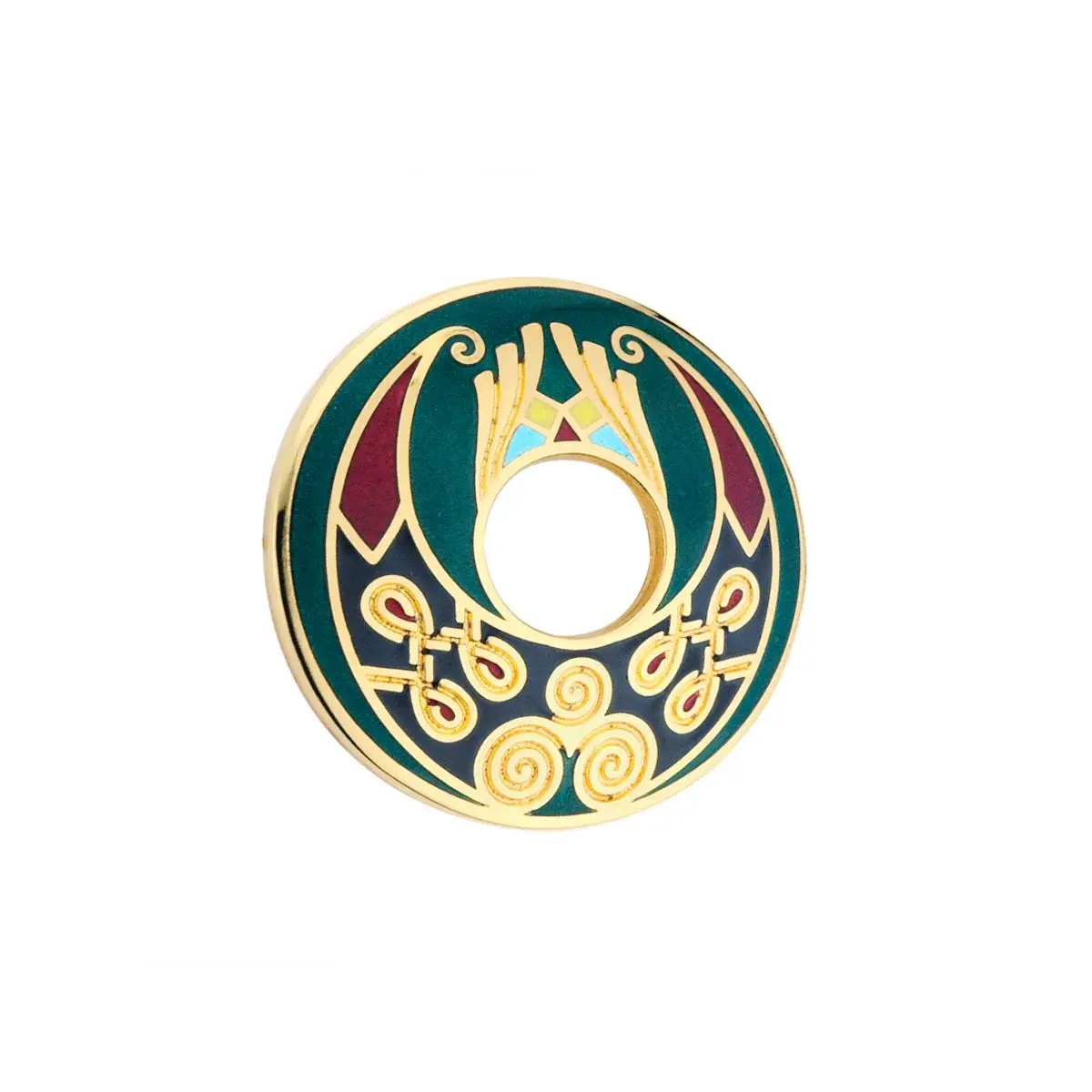 Solvar Gold Plated Tara Green Open Spiral Knot Brooch