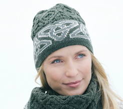 West End Knitwear Celtic Jacquard Hat- Green