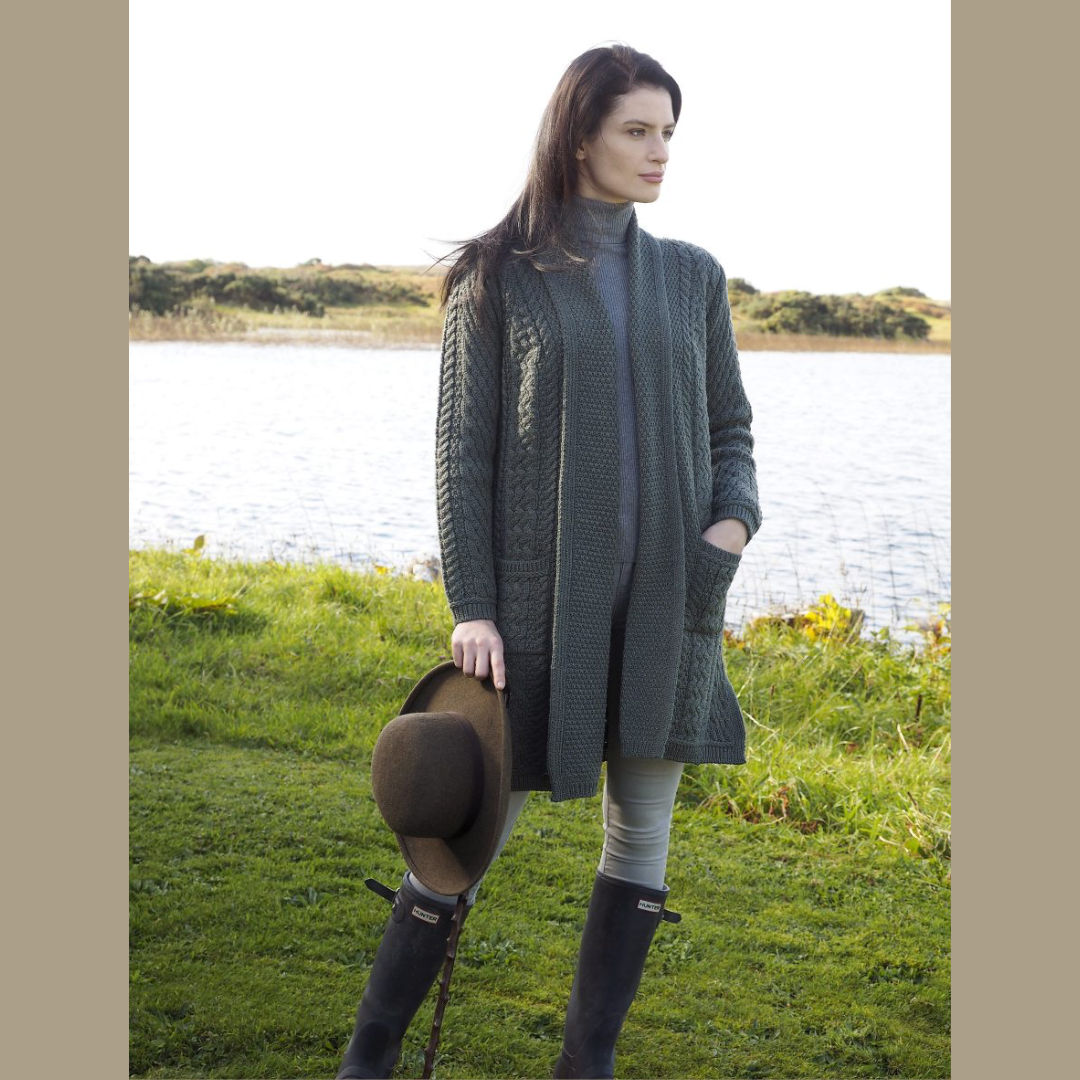 West End Knitwear Long Wool Coat in Tundra