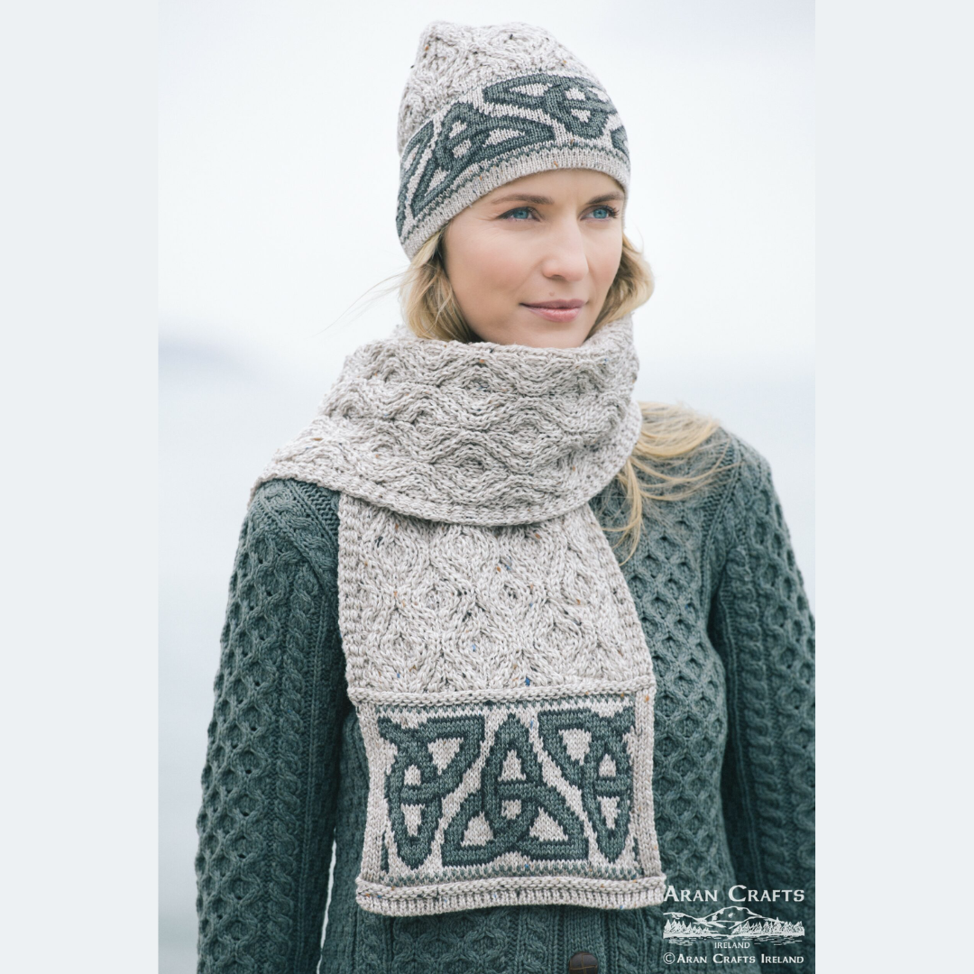 West End Knitwear Celtic Trinity  Scarf in Oatmeal
