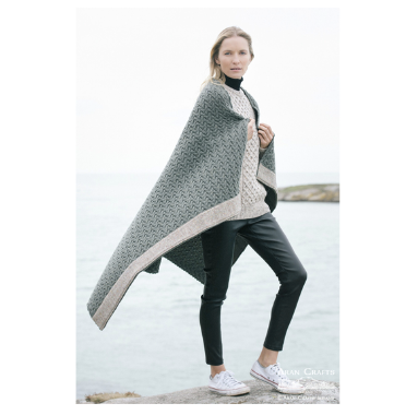 West End Knitwear Tweed Trimmed Blanket- Tundra