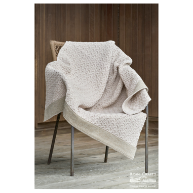 West End Knitwear Tweed Trimmed Blanket- Parsnip