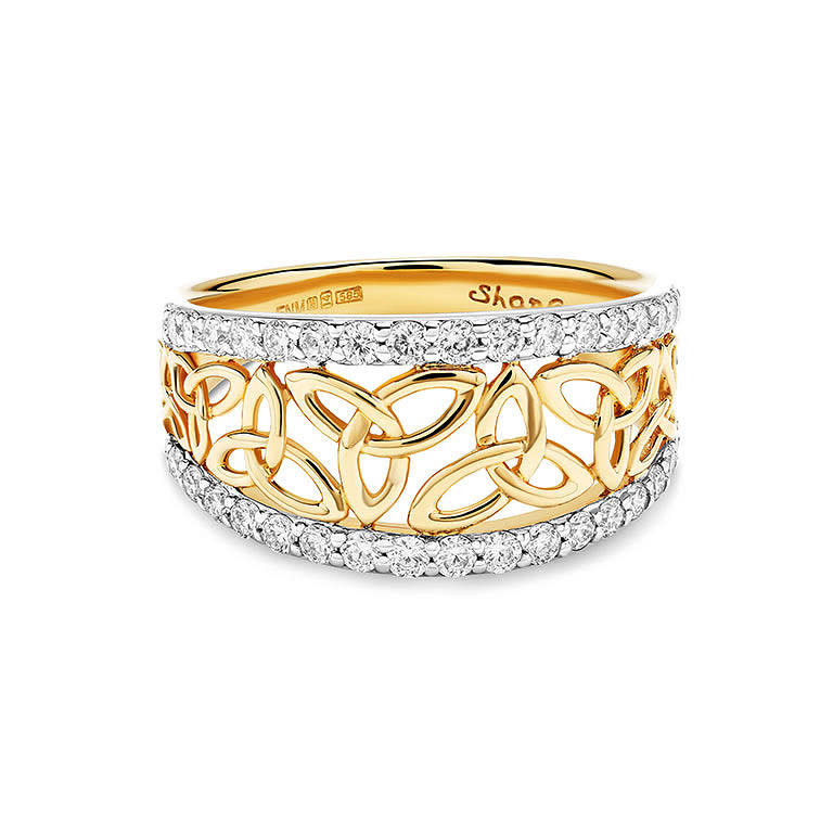 Shanore 14kt Gold Trinity Ring with Vibrant Lab Diamonds