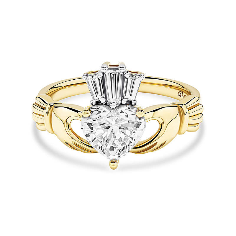 Shanore 14kt Gold Claddagh Ring with Lab Diamonds