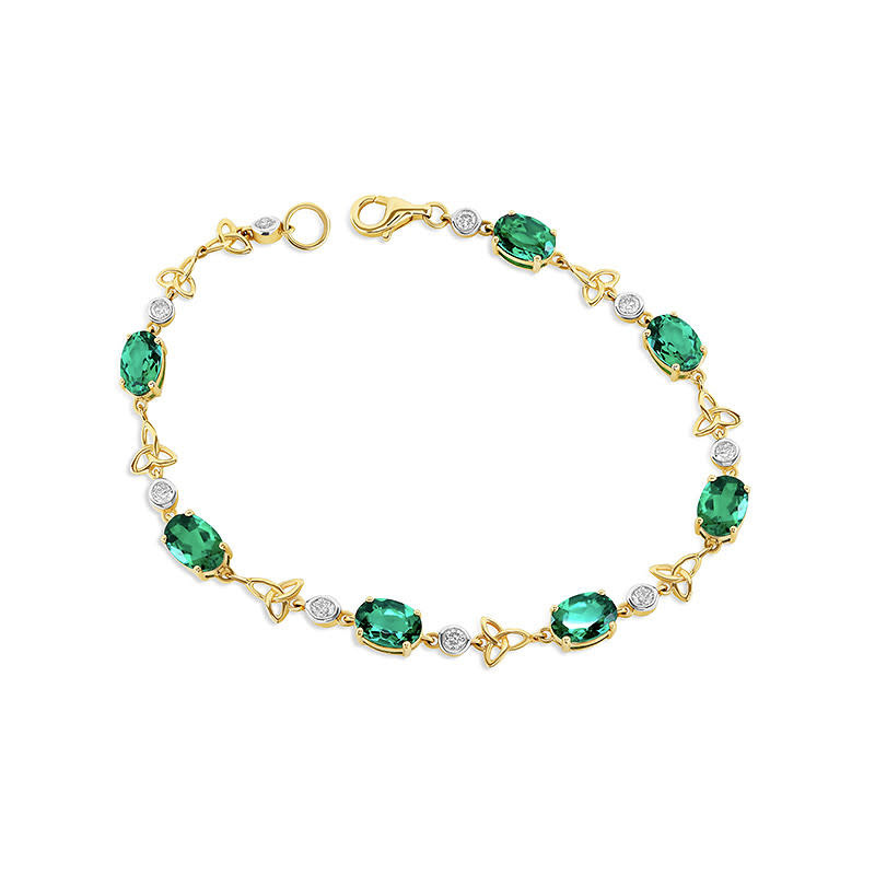 Shanore 14kt Gold Lab Diamond and Emerald Trinity Bracelet