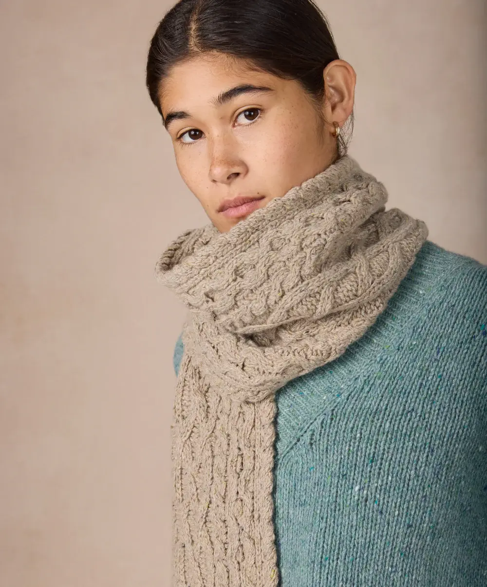 IrelandsEye Knitwear Cashmere-Wool Aran Scarf  *Multiple Colors*