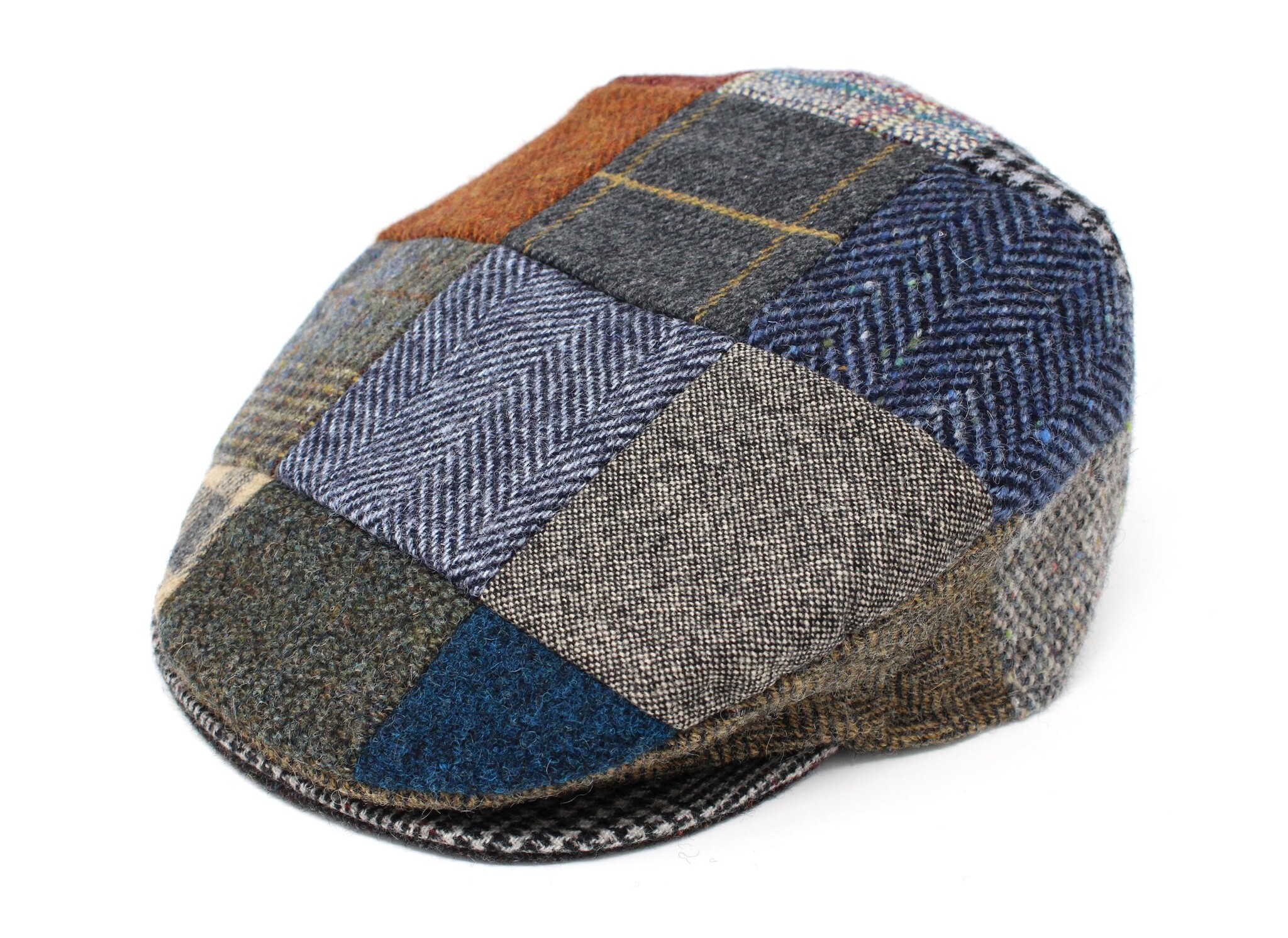 Hanna Hats Donegal Tweed Vintage Cap: Patchwork