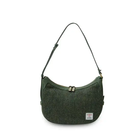 Islander Ellon Shoulder Bag - Dark Green Herringbone