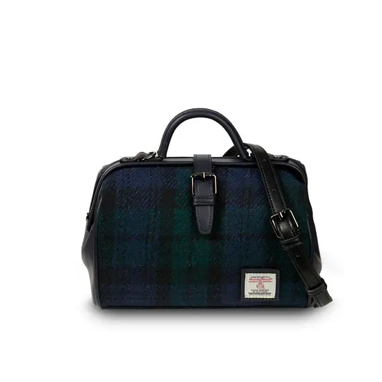 Islander Medium Doctor Bag Leather & Tweed: Blackwatch