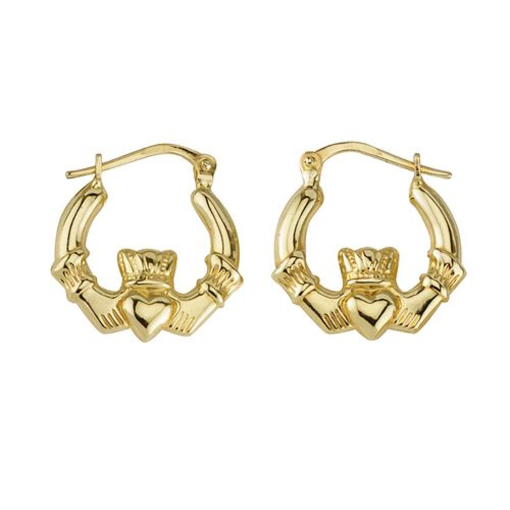 Solvar 10K Gold Claddagh Hoop Earrings Med
