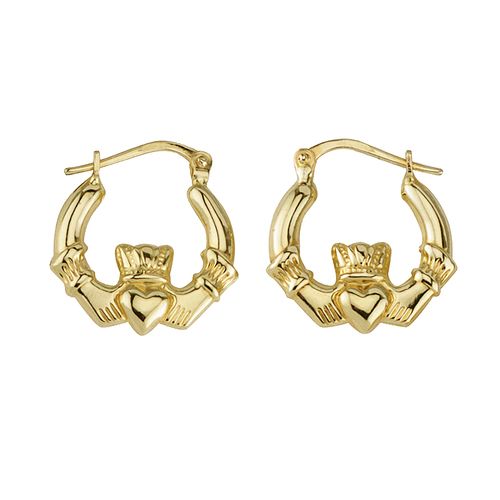 Solvar 10k Gold Claddagh Hoop Earrings Medium