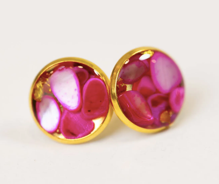Blueberry Soul Cerise Pink Stud Earrings