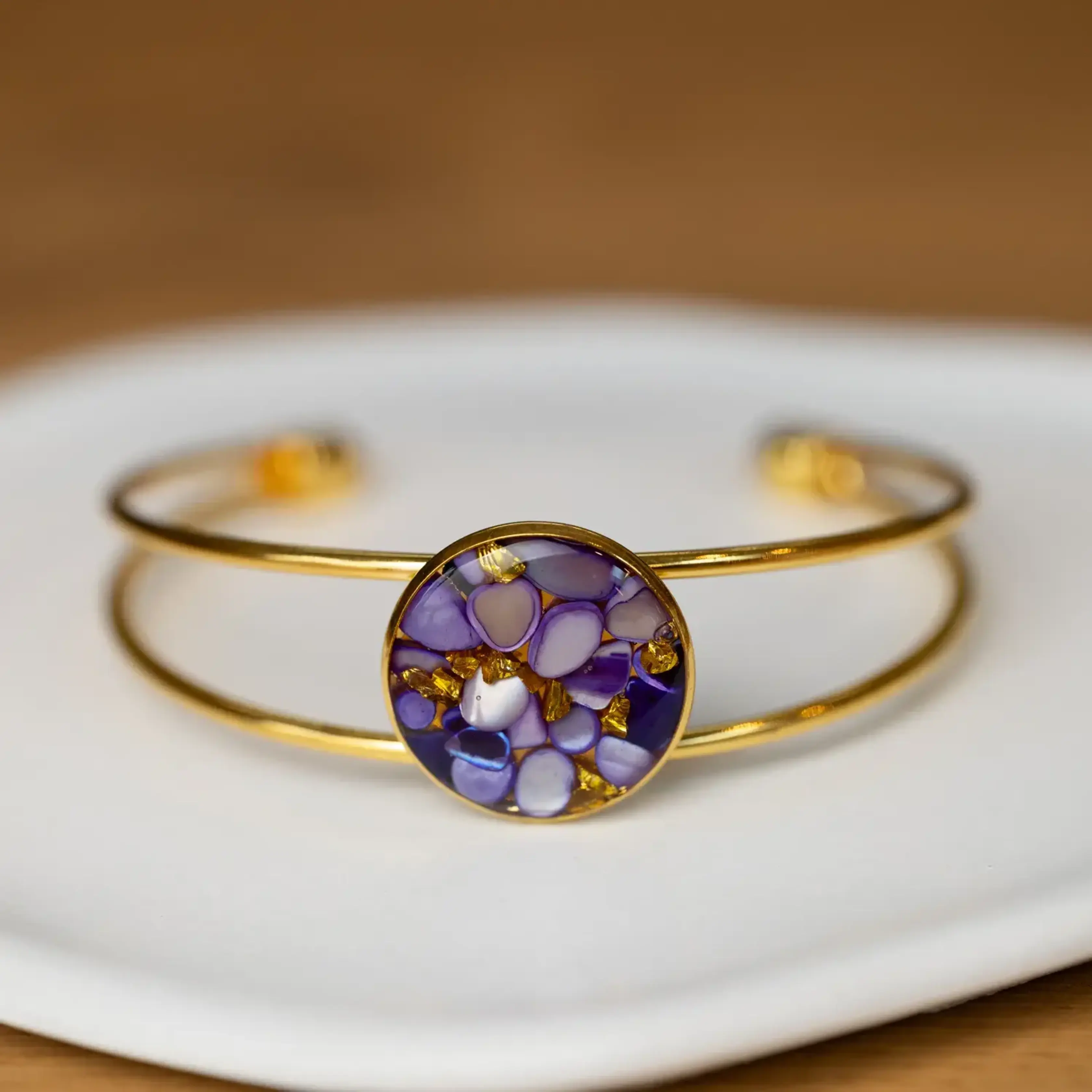 Amethyst Bloom Bangle Bracelet - Celtic Aer
