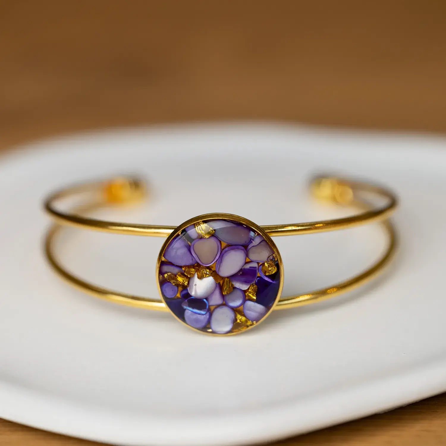 Blueberry Soul Amethyst Bloom Bangle Bracelet