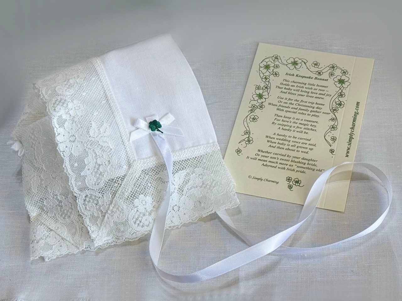 Simply Charming Irish Keepsake Bonnet to Wedding Hanky