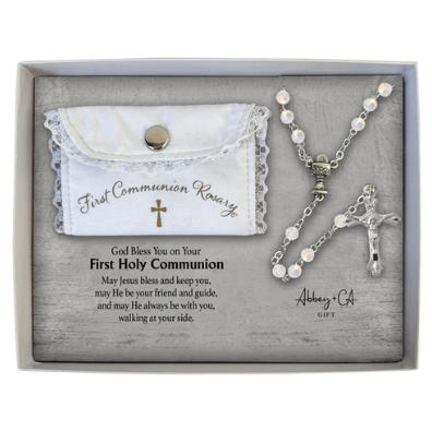 Cathedral Art First Communion Crystal Rosary Gift Set