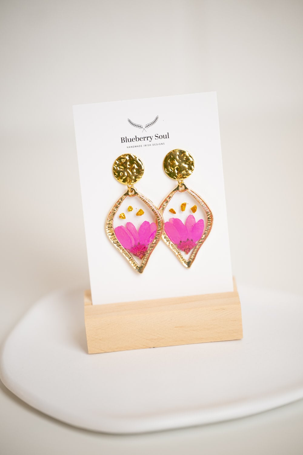 Blueberry Soul Cerise Glow Leaf Earrings
