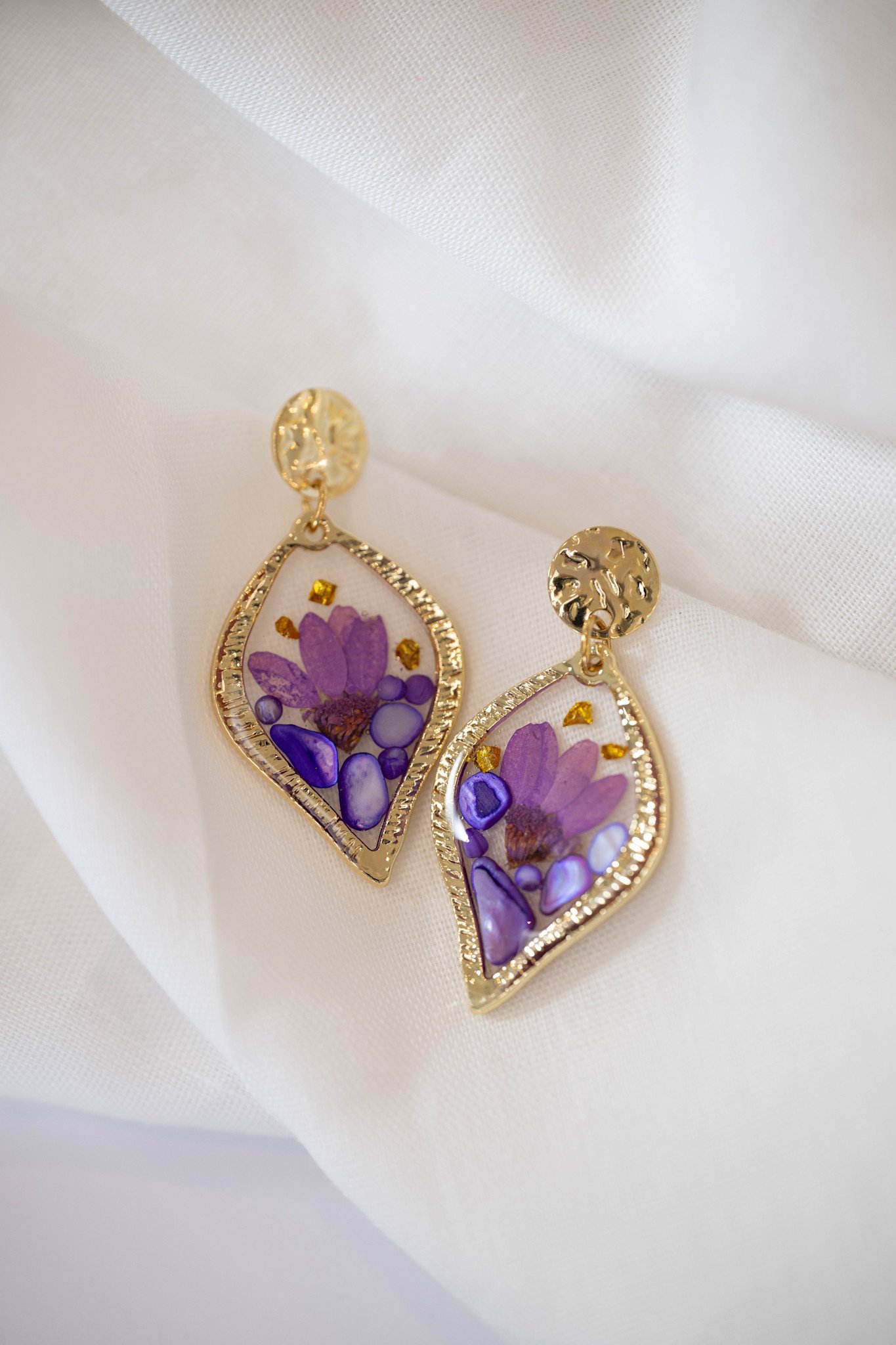 Blueberry Soul Amethyst Bloom Leaf Earrings