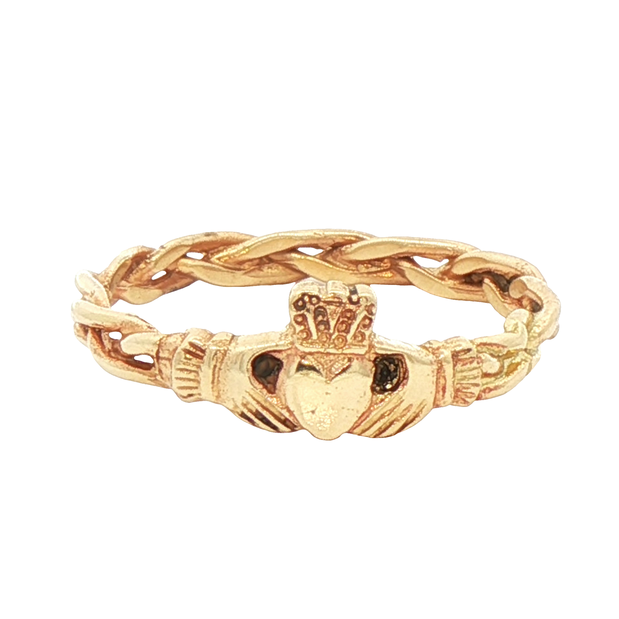 Facet 10k Gold Triple Weave Claddagh Ring