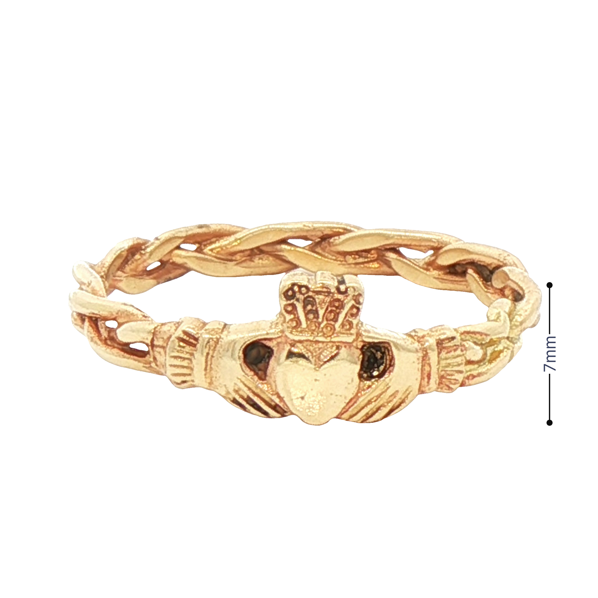 Facet 10k Gold Triple Weave Claddagh Ring
