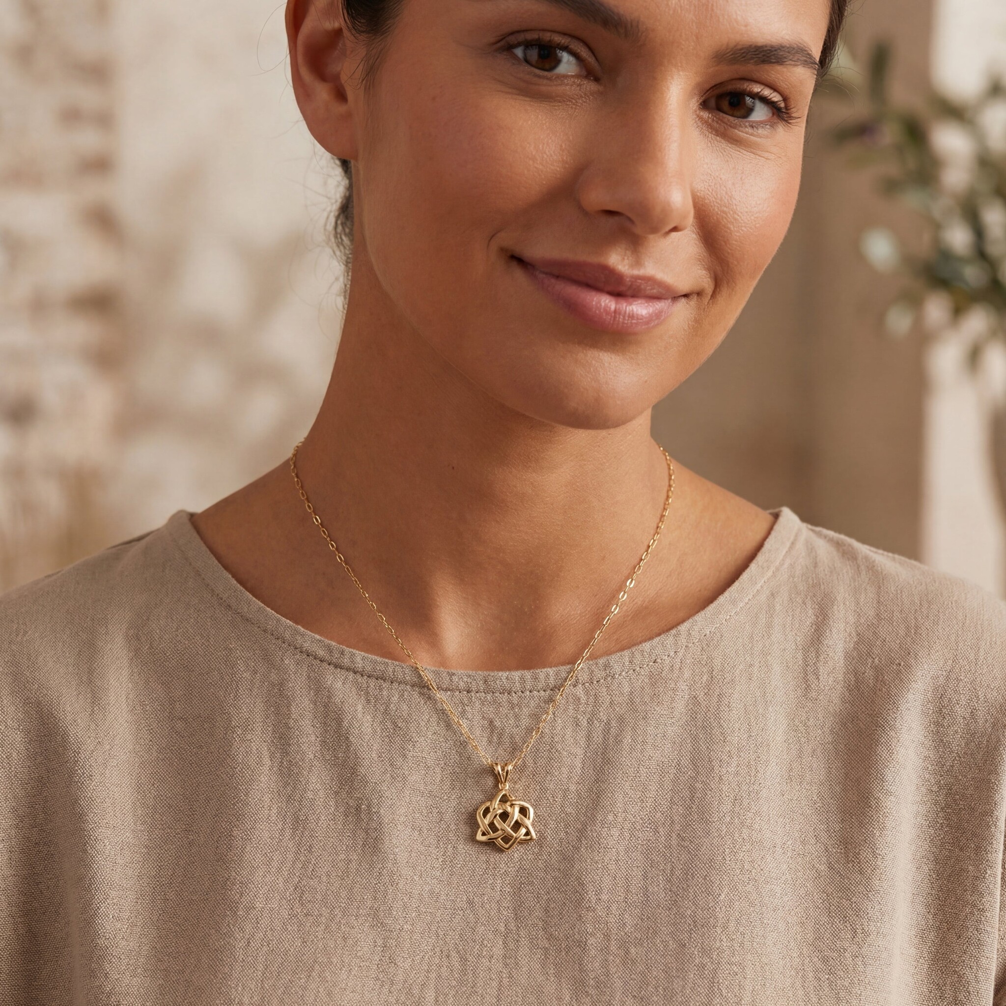 Facet 10k Gold Trinity Heart Necklace