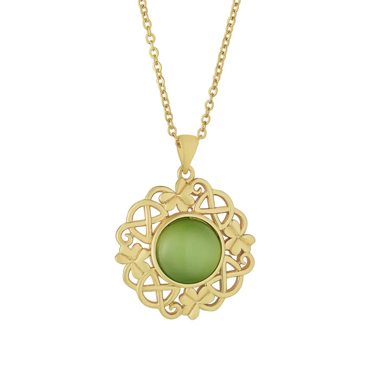 Solvar Gold Plated Cat Eye Celtic Knot Pendant