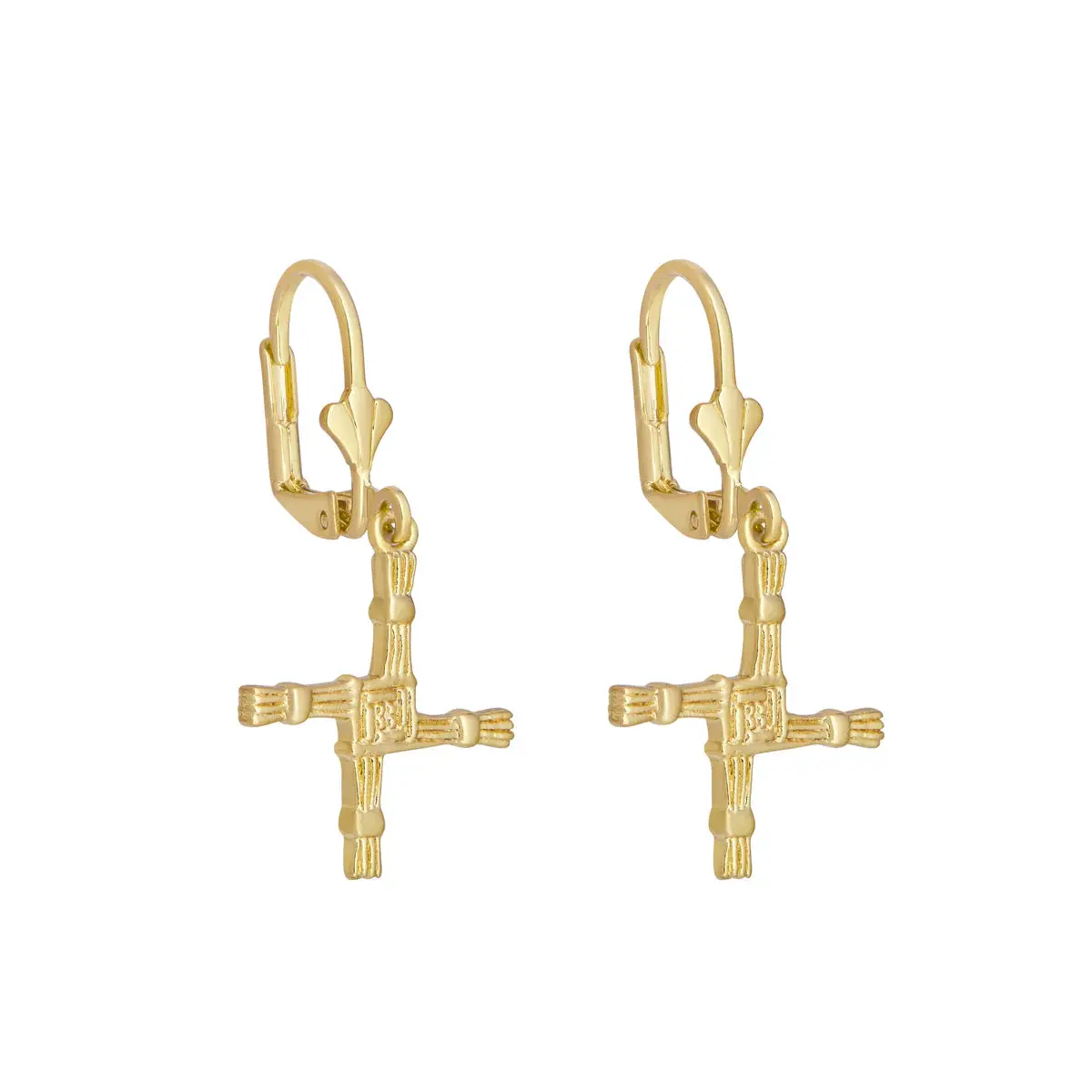 Solvar Gold Plated St Brigids Cross Drop Earrings