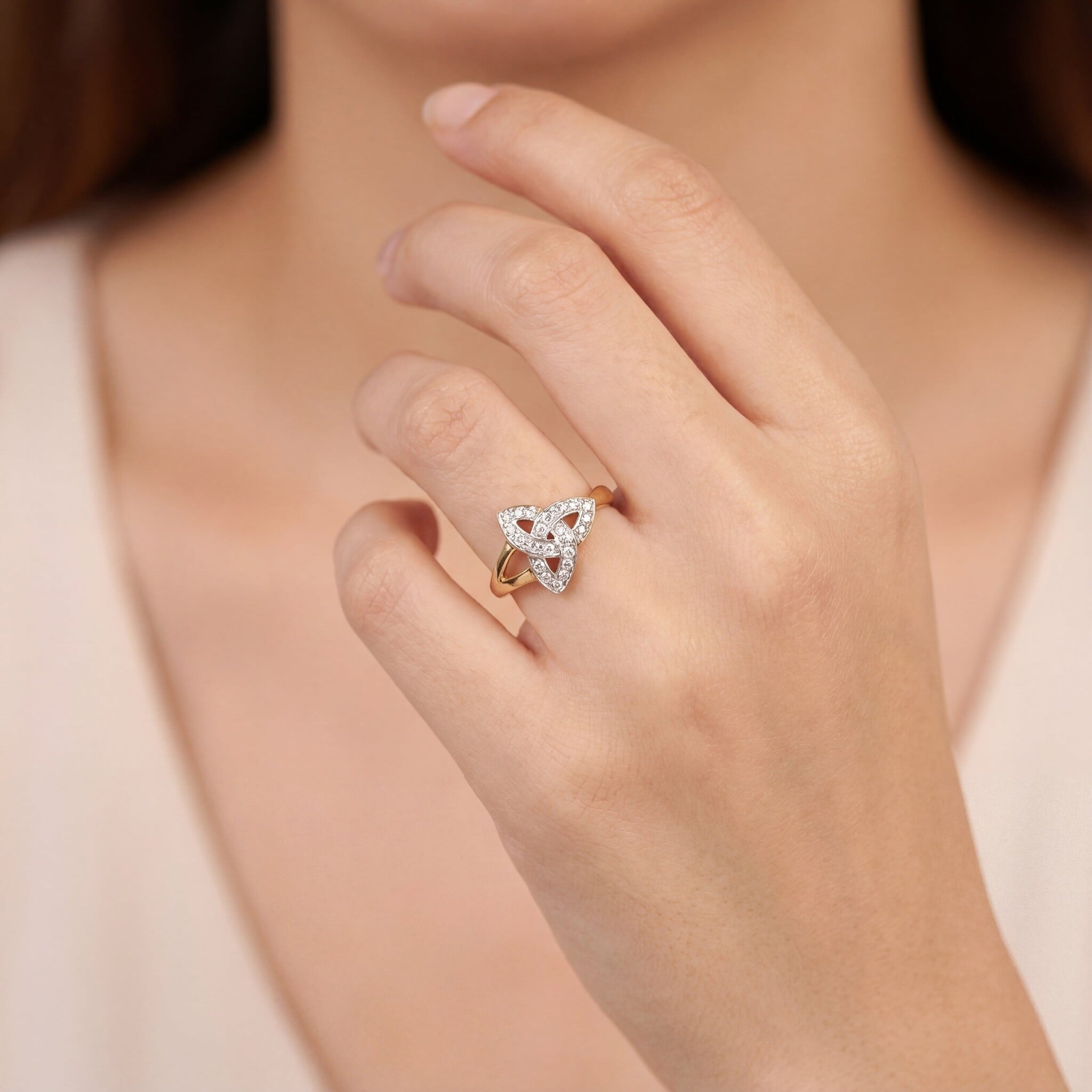 Facet 14k Gold & Diamond Trinity Ring
