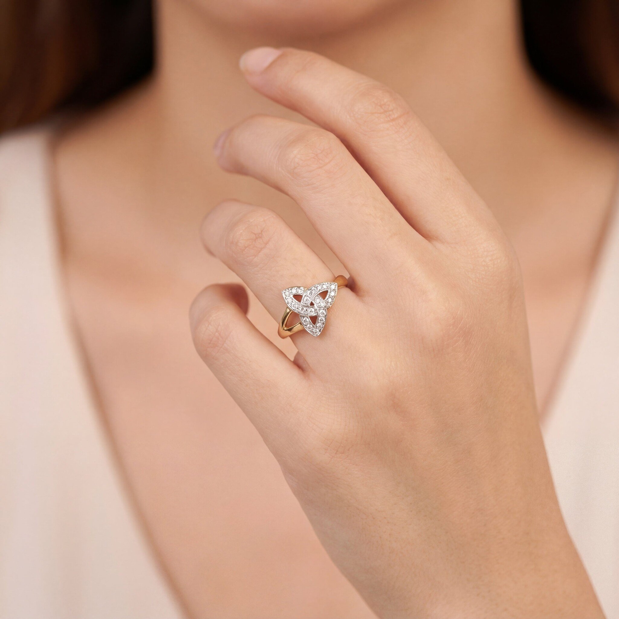 Facet 14k Yellow Gold & Diamond Trinity Ring