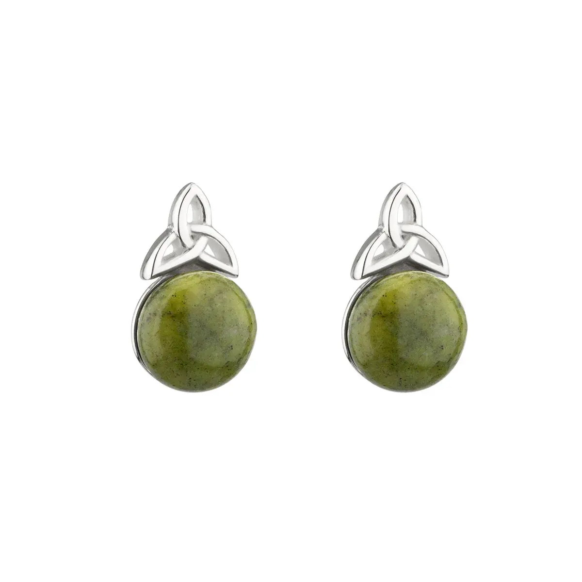 Solvar Connemara Marble Trinity Knot Stud Earrings