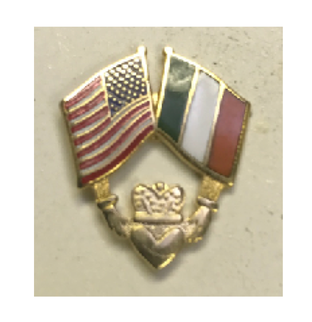 Irish/American Flag with Claddagh Lapel Pin