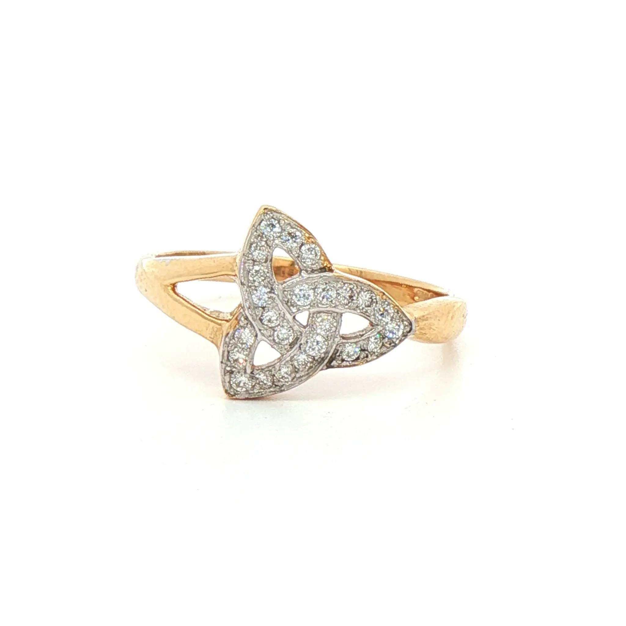 Facet 14k Yellow Gold & Diamond Set Trinity Ring