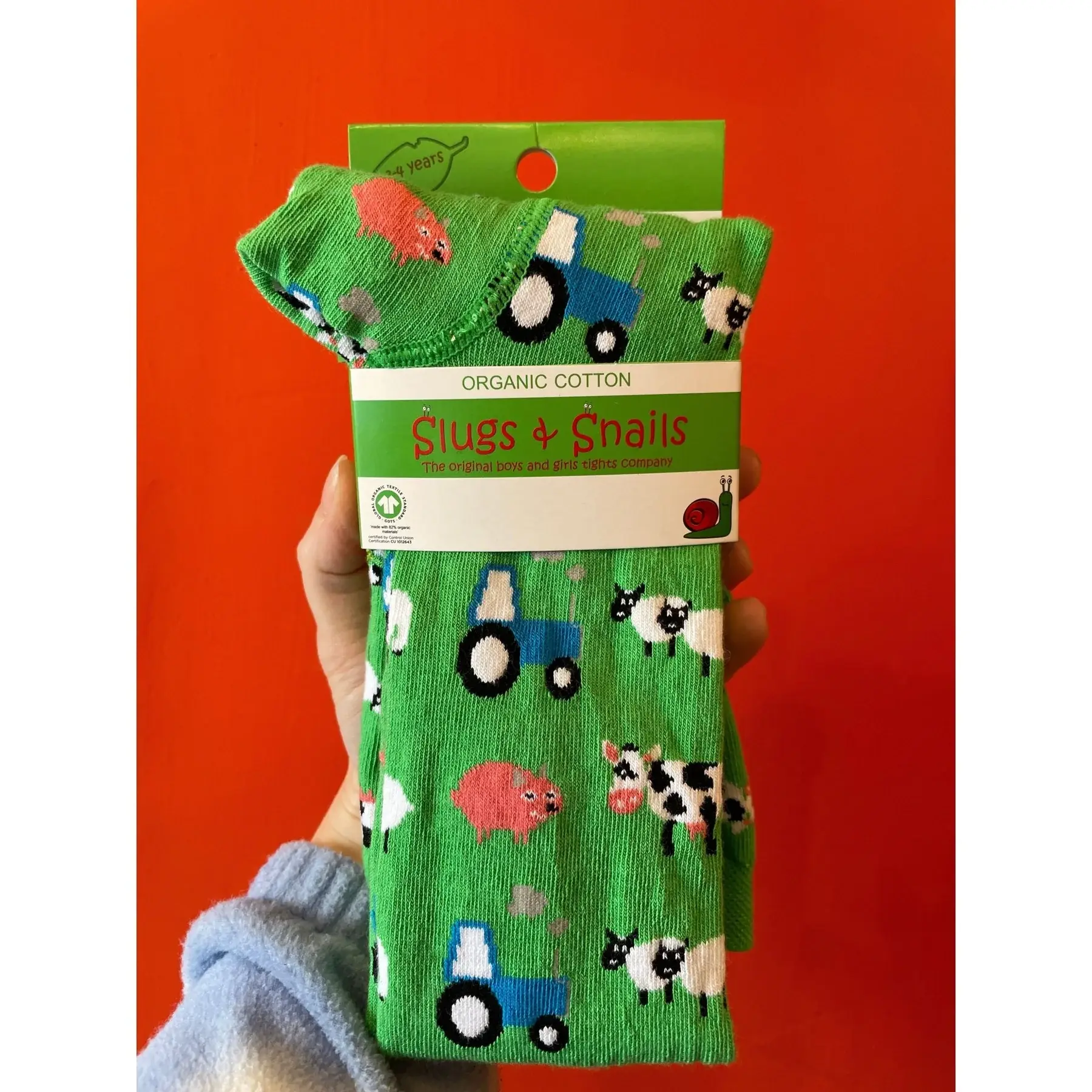 Slugs + Snails TRACTORS COWS AND SHEEP KIDS TIGHTS SIZE 3/4 YEARS