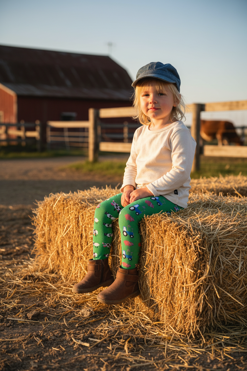 Slugs + Snails TRACTORS COWS AND SHEEP KIDS TIGHTS SIZE 3/4 YEARS