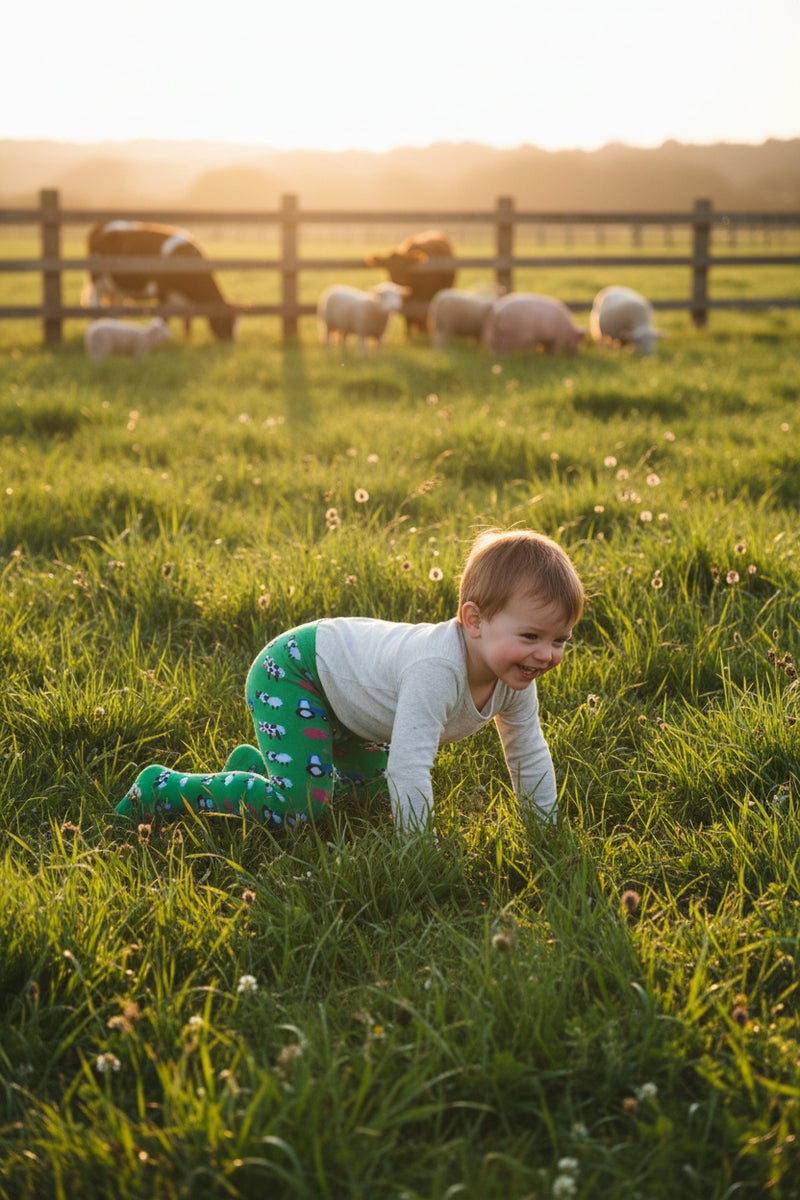 Slugs + Snails TRACTORS COWS AND SHEEP KIDS TIGHTS SIZE 3/4 YEARS