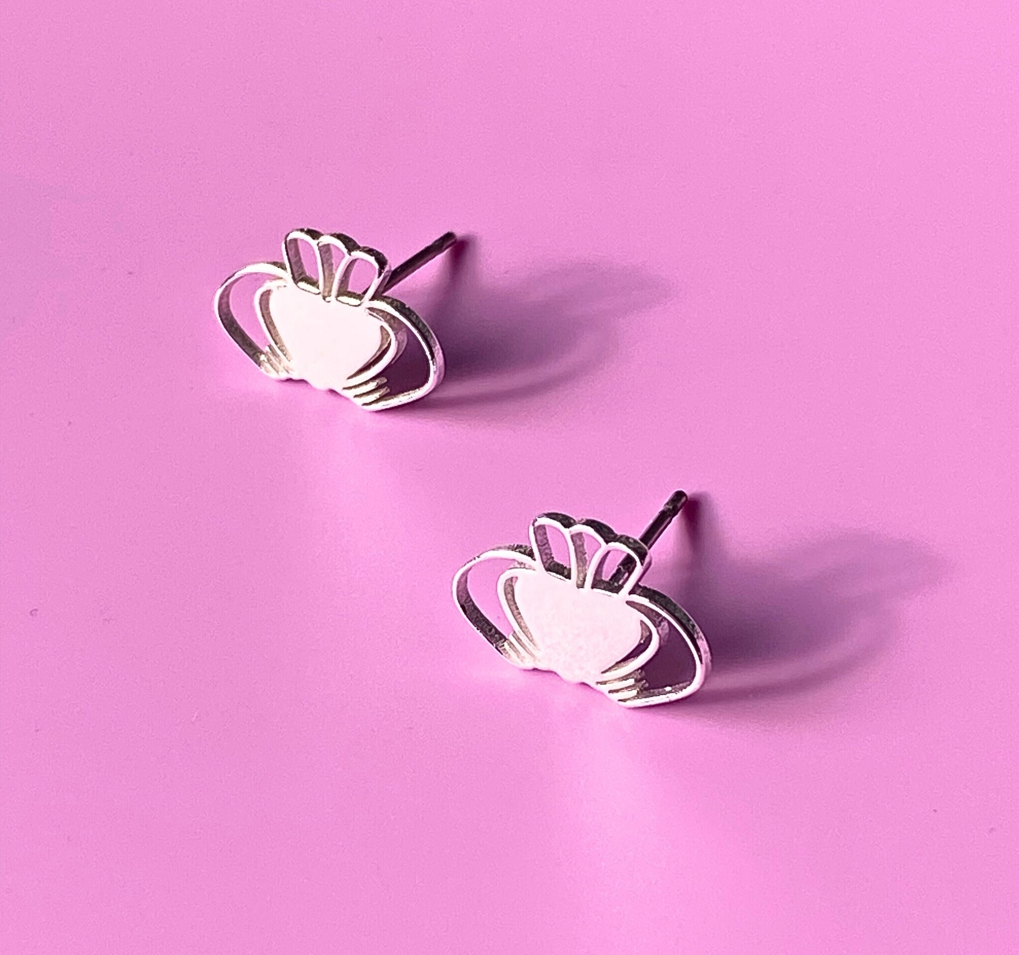 Don't Kill My Vibe Heart Strong Claddagh Stud Earrings (Silver)