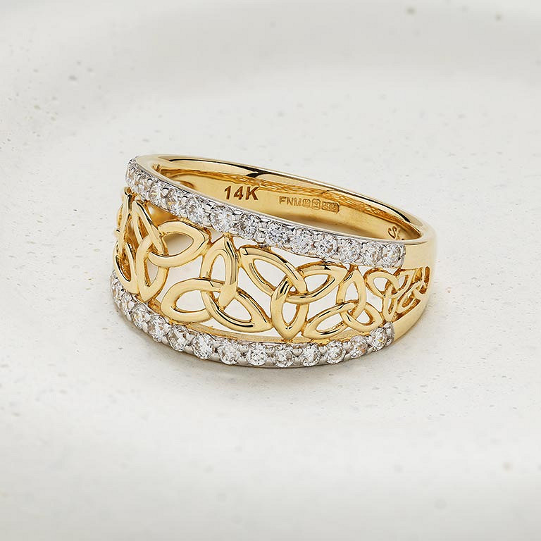 Shanore 14kt Gold Trinity Ring with Vibrant Lab Diamonds