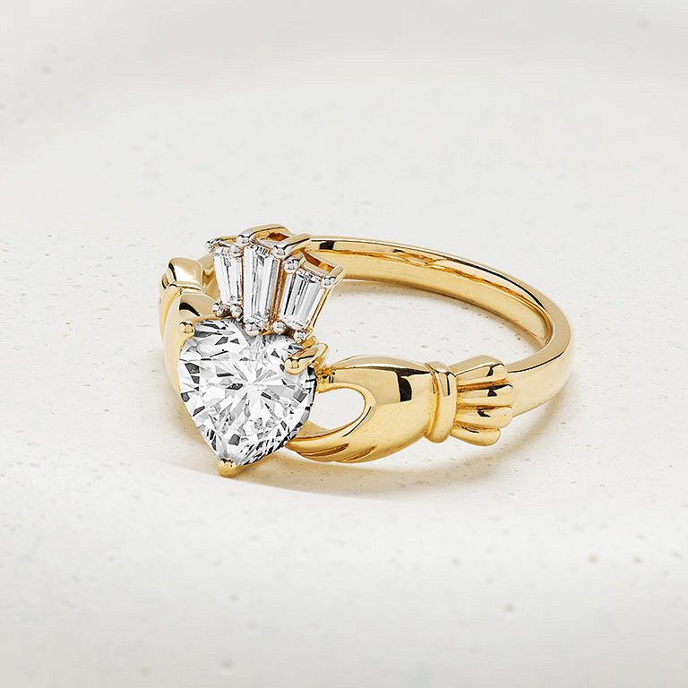 Shanore 14kt Gold Claddagh Ring with Lab Diamonds