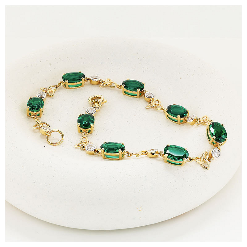 Shanore 14kt Gold Lab Diamond and Emerald Trinity Bracelet